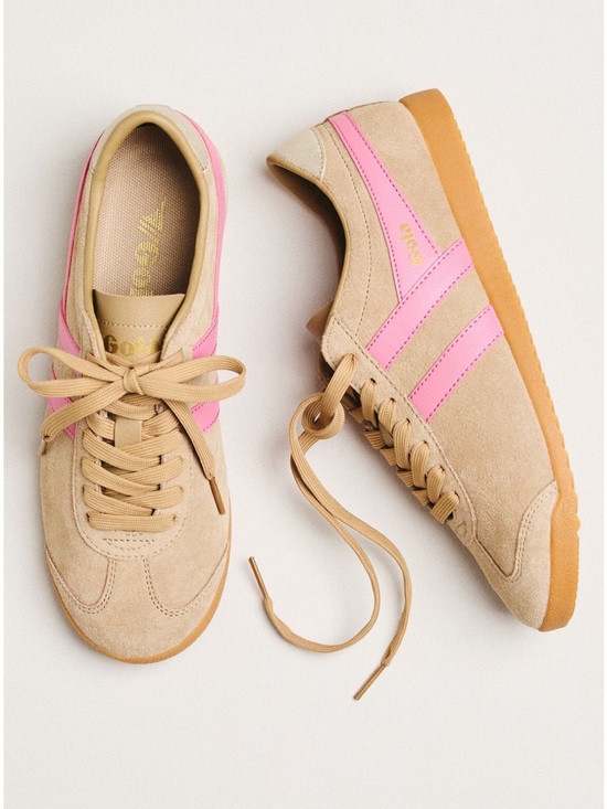 Gola Shoes - Gola exclusive bullet pure sneaker Beige Suede Sneakers with Pink Stripes
